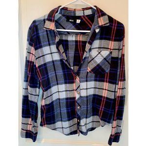 BDG Plaid Flannel Button Down - Blue, Black, Red